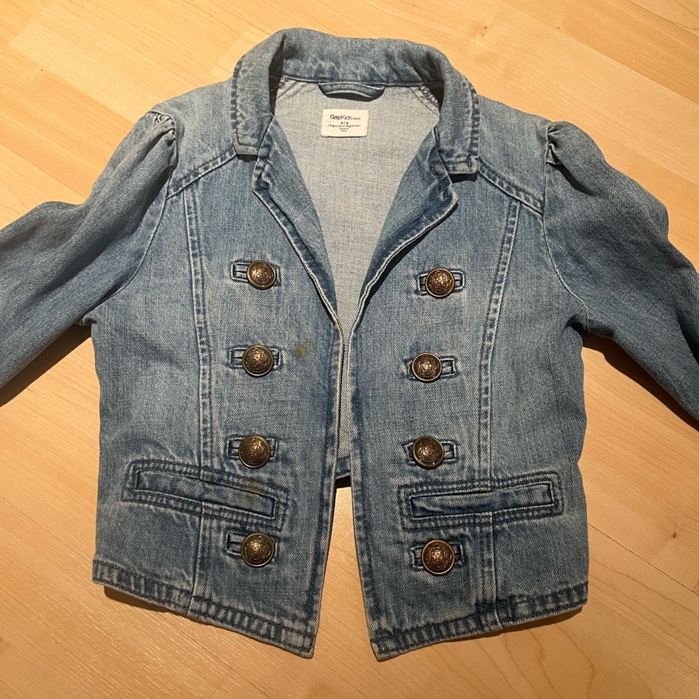 GAP Blue Jean Jacket Cropped Double-Breasted